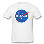 Cotton T Shirt for Men NASA Logo Breathable Crew Neck Short Sleeves Tees