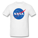 Cotton T Shirt for Men NASA Logo Breathable Crew Neck Short Sleeves Tees