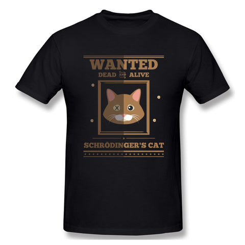 Mens Novelty T-Shirt Schroedinger's Cat I Funny Dead And Alive Comfy O-Neck Short Sleeves Shirt