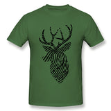 Men's Graphic T Shirt Finger Print Deer For Light Style Round Neck Short Sleeves Tees