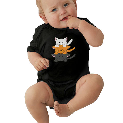 Toddler Climbing Bodysuit Cats Cut Graphic Infant Boys Girls Short Sleeves Romper