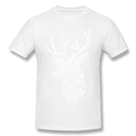 Men's Casual T-shirt Finger Print Deer For Dark Style Round Neck Short Sleeves Tees