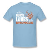 Men's Casual T-shirt This Nurse Loves The Broncos Breathable Crew Neck Short Sleeves Tees