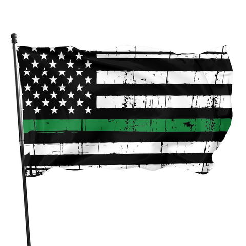 Fly Breeze 3 X 5 Ft Flag Distressed Thin Green Line American Flag Polyester Double Stitch Banner for Party