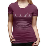 Women’s T-shirt Guitar Heartbeat Summer Round Neck Short Sleeve Shirts