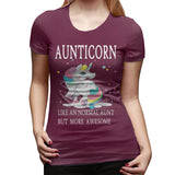 Novelty T Shirt for Women AUNTICORN Like A Normal Aunt But More Awesome Flowy Crew Neck Short Sleeve Tops