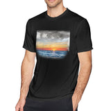 Cotton T Shirt for Men Oceans Sea Sunset Comfortable Round Neck Short Sleeves Blouse Tops