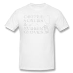 Cotton T Shirt for Men Coffee Scrubs & Rubber Gloves Comfortable Round Neck Short Sleeves Shirt