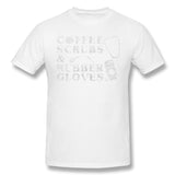 Cotton T Shirt for Men Coffee Scrubs & Rubber Gloves Comfortable Round Neck Short Sleeves Shirt