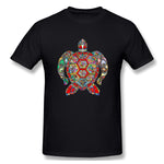 Mens Novelty T-Shirt Colorful Turtle Art Breathable Crew Neck Short Sleeves Shirt