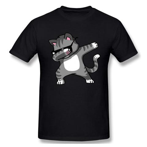 Men's Casual T-shirt Dabbing Cat Funny Shirt Dab Hip Hop Dabbing Kitten Breathable O-Neck Short Sleeves Shirt