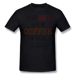 Cotton T Shirt for Men Quitting Coffee Breathable O-Neck Short Sleeves Shirt