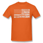 Mens Novelty T-Shirt Beer Bacon Guns & Freedom Comfortable Crew Neck Short Sleeves Tee