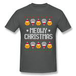 Men's Casual T-shirt Meowy Christmas Comfy O-Neck Short Sleeves Blouse Tops