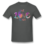 Men's Casual T-shirt Live Love Teach Comfy O-Neck Short Sleeves Blouse Tops