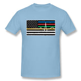 Men's Casual T-shirt Thin Red Blue Green Yellow Gold Line Flag Thin Line EMS Cool O-Neck Short Sleeves Tee