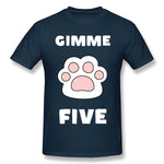 Cotton T Shirt for Men Gimme High Five Cat And Dog Lovers New Cool Crew Neck Short Sleeves Shirt