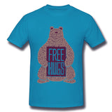 Men's Casual T-shirt Free Hugs Bear New Comfortable Crew Neck Short Sleeves Shirt