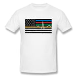 Men's Casual T-shirt Thin Red Blue Green Yellow Gold Line Flag Thin Line EMS Cool O-Neck Short Sleeves Tee