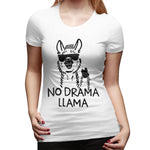 Womens Graphic T-Shirt No Drama LLama Soft O-Neck Short Sleeve Tops