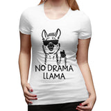 Womens Graphic T-Shirt No Drama LLama Soft O-Neck Short Sleeve Tops