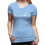 Women’s T-shirt Guitar Heartbeat Summer Round Neck Short Sleeve Shirts