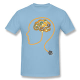 Cotton T Shirt for Men Charging Brain Neurofeedback Cool Crew Neck Short Sleeves Shirt