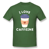 Mens Novelty T-Shirt Good And Cute I Love Caffeine New Comfortable O-Neck Short Sleeves Shirt