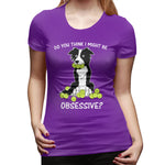 Novelty T Shirt for Women Border Collie Tennis Comfy Round Neck Short Sleeve Shirts