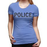 Womens Graphic T-Shirt POLICE Comfy O-Neck Short Sleeve Tee