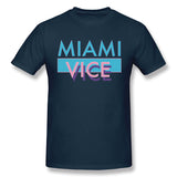 Cotton T Shirt for Men Miami Vice Style Round Neck Short Sleeves Shirt