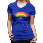 Women's Casual T-shirt Love Rainbow Rain Sexy Crew Neck Short Sleeve Tops