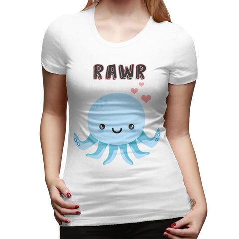 Women’s T-shirt Octopus Rawr Comfy O-Neck Short Sleeve Shirts