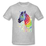 Mens Novelty T-Shirt Rainbow Zebra Cool O-Neck Short Sleeves Tee