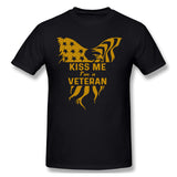 Mens Novelty T-Shirt Veteran Kiss Me Veteran T Shirt Style Round Neck Short Sleeves Shirt