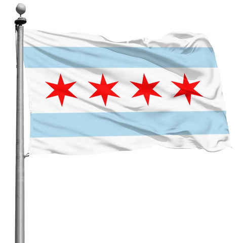 Fly Breeze 4 X 6 Ft Polyester Flag Chicago City Flag Brass Grommet Canvas Header Indoor Outdoor