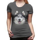 Womens Graphic T-Shirt Siberian Husky Flowy Round Neck Short Sleeve Tops