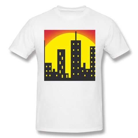 Mens Novelty T-Shirt Skyline City Building Sunset Comfortable Crew Neck Short Sleeves Tees