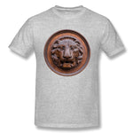 Mens Novelty T-Shirt Lion Head Antiquity Sculpture Art Isolate Comfortable O-Neck Short Sleeves Blouse Tops