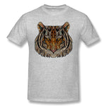 Cotton T Shirt for Men Tiger Head Metallizer Art Glass Style Crew Neck Short Sleeves Blouse Tops