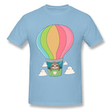 Men's Graphic T Shirt Sloth Inside A Hot Air Ballon Style Round Neck Short Sleeves Tees