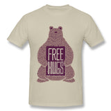 Men's Casual T-shirt Free Hugs Bear New Comfortable Crew Neck Short Sleeves Shirt