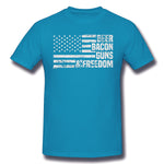 Mens Novelty T-Shirt Beer Bacon Guns & Freedom Comfortable Crew Neck Short Sleeves Tee