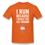 Cotton T Shirt for Men I Run Because I Really Like Ice Cream Comfortable Round Neck Short Sleeves Shirt