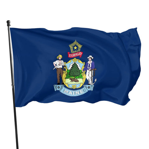 Fly Breeze 3 X 5 Ft Flag Maine Flag Polyester Brass Grommet Canvas Header for Indoor Outdoor