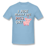 Men's Casual T-shirt I Just Really Like Pigs Comfortable Round Neck Short Sleeves Blouse Tops