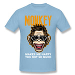 Mens Novelty T-Shirt Monkey Makes Me Happy You Not So Much Breathable Crew Neck Short Sleeves Tee