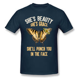 Cotton T Shirt for Men Shes Beauty Shes Grace Shell Punch You In The Face Comfy O-Neck Short Sleeves Blouse Tops