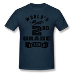 Mens Novelty T-Shirt World's Best 2nd Grade Teacher Breathable O-Neck Short Sleeves Shirt