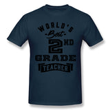 Mens Novelty T-Shirt World's Best 2nd Grade Teacher Breathable O-Neck Short Sleeves Shirt